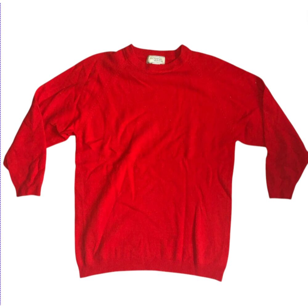 80s Vintage Richards & Jones Red Lambswool Pullover Sweater size M